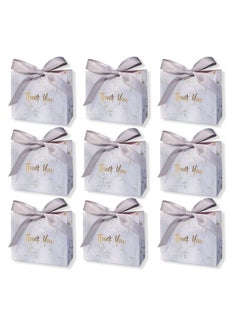 Y&D Thank You Gift Bags Boxes, Party Favor Small Treat Boxes with Grey Bow Ribbon, Paper Bulk for Wedding Baby Shower Business Supplies Marble Pattern 30Pcs  - Image 1