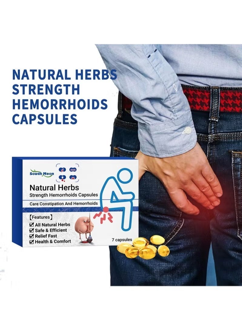 SOUTH MOON Natural Herbal Strength Hemorrhoids Capsules | Herbal Essence for Gentle Relief of Hemorrhoids and Constipation | 7 Capsules, Portable Care - Image 3