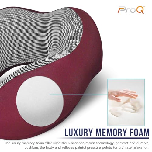 ProQ Neck Pillow for Travelling - Travel Pillow for Flights - Memory Foam Neck Pillow - Travel Neck Rest Pillows - Traveling Pillow for Men, Women Travelling Accessories, Lightweight, Portable, Red - Image 4