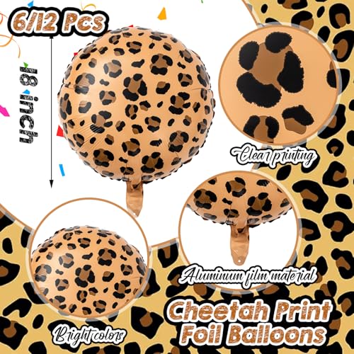 BBTO 6 Pcs 18 Inch Neon Rainbow Leopard Birthday Foil Balloons Color Cheetah Balloons Cheetah Birthday Decorations Neon Rainbow Leopard Decorations Supplies for Party Golden Brown - Image 5