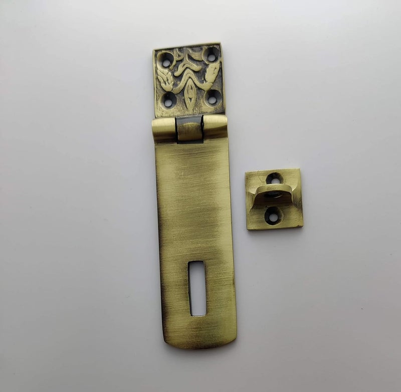 BRASS INDIA BRASS INDIA 100 Full Brass CHAPRAS DoorDrawerBox Handlesets Handle Lock with Design Carving Size 4 inches Medium Model No512 Weight 120 GMS Heavy Durable Premium Brass Material - Image 2