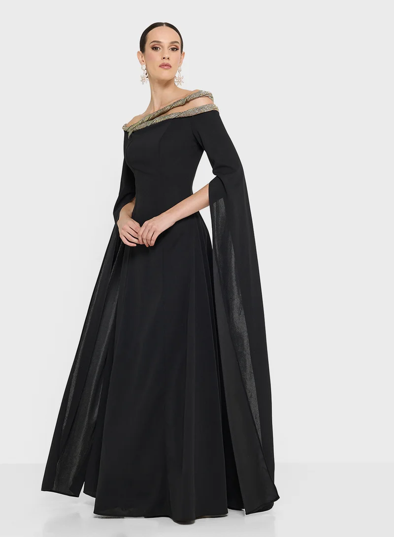 Namshi x Off Shoulder Dress With Exaggerated Sleeves