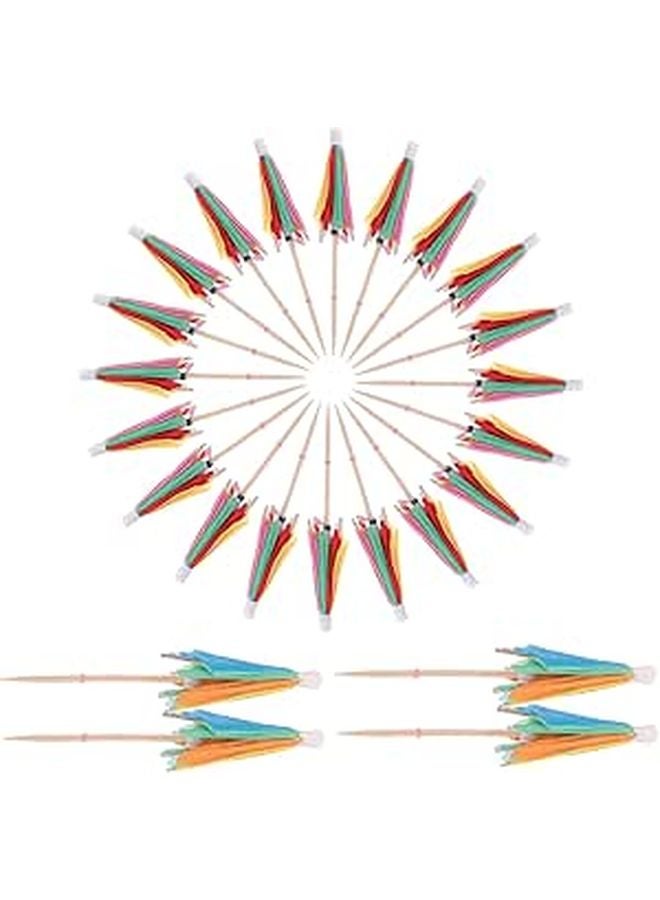 50pcs Octagonal Paper Cocktail Picks Drink Umbrellas Fruit Toothpicks For Party Cake Bar Decoration - Image 1