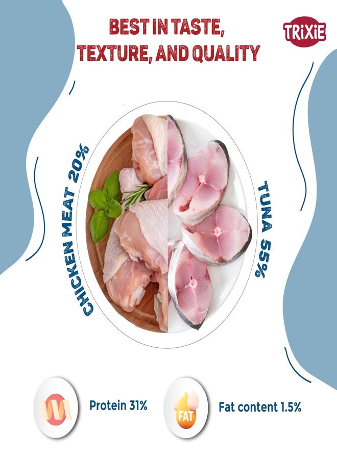 تريكسي مجموعة تريكسي لتغذية القطط، تتضمن قطع تونة بريميو وقطع سمك صغيرة من بريميو ترينر سناك، مكافآت غنية بالعناصر الغذائية للقطط، مناسبة لجميع السلالات، 50 غرام لكل منها - (عبوة من قطعتين) - Image 4
