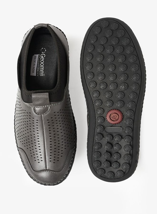 Geoomnii Oscar Style Men Loafers Slip Ons Grey - Image 5