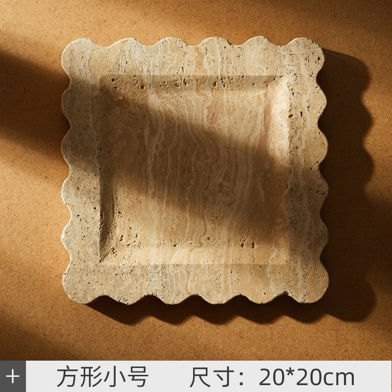 Natural cave stone tray hotel model room storage tray marble special-shaped tray home decoration ornaments Square small size 20*20
