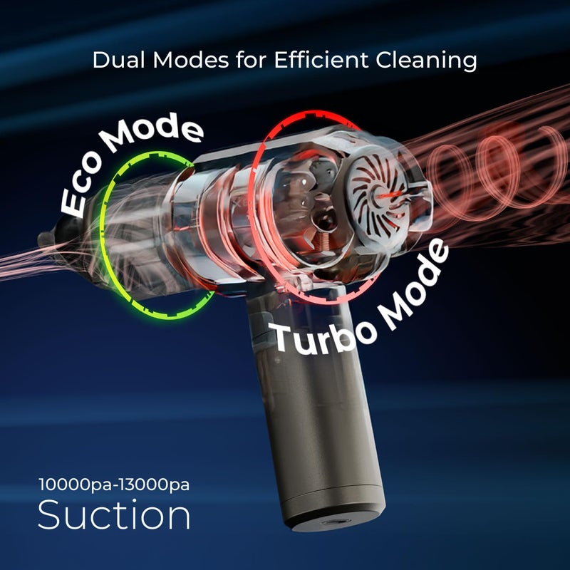 Xech مكنسة كهربائية لاسلكية مع منفاخ هواء | محرك BLDC | شفط 13000pa، وظيفة 2 في 1 مكنسات ومنفاخ غبار، مدمجة، قابلة لإعادة الشحن | ملحقات متعددة للسيارة، المنزل والمكتب (V-Gun Ultra) - Image 4