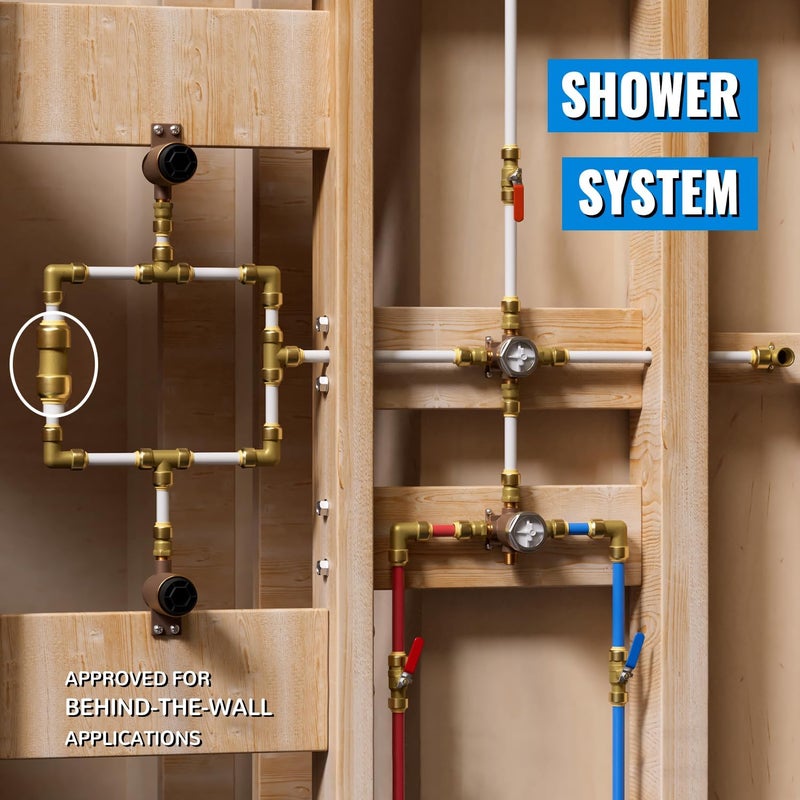 SUNGATOR 1/2 Inch Coupling, Push Pex Fittings 1/2 Inch, 1/2" Straight Coupling, No Lead Brass Push-to-Connect Fittings for Pex Pipe, Copper, CPVC, with 1 Disconnect Clip, Pack of 12 - Image 5