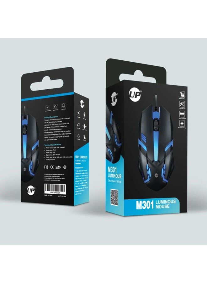 أب ماوس الألعاب السلكي UP M301، ماوس ألعاب USB بإضاءة خلفية RGB لأجهزة الكمبيوتر المكتبية وأجهزة الألعاب - Image 2