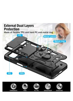 Rock Pow ROCK POW Case for Samsung Galaxy Z Flip 4 5G with Slide Camera Cover, 360° Ring Kickstand Full Protection Rugged Armor Shockproof Phone Case Silicone Protective Cover, Black  - Image 5