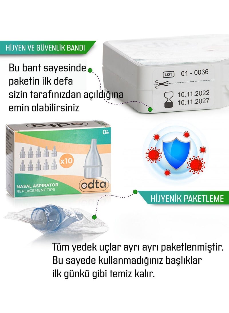 Odta - 100 Baby Nasal Aspirator Spare Tip | Nasal Aspirator Tip - Image 1