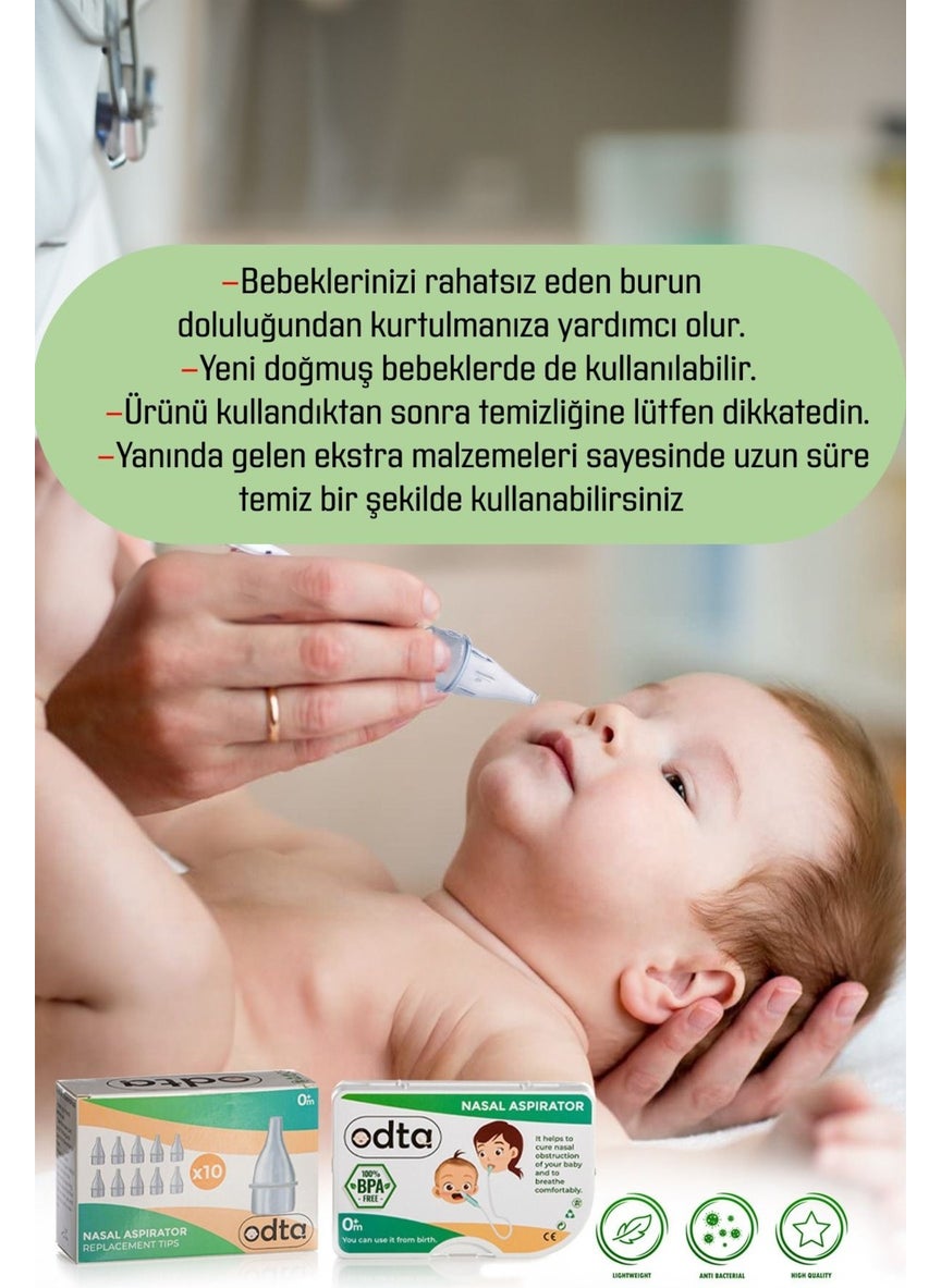 Odta - 100 Baby Nasal Aspirator Spare Tip | Nasal Aspirator Tip - Image 1