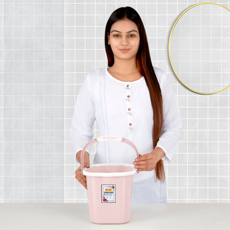 RATAN PLASTICWARE دلو راتان بلاستيكوير بريميا (5 لتر × 2) - وردي ديازو | خفيف الوزن وسهل الحمل | مثالي للاستخدام في الحمامات والمطابخ ومناطق الخدمات الرطبة - Image 2