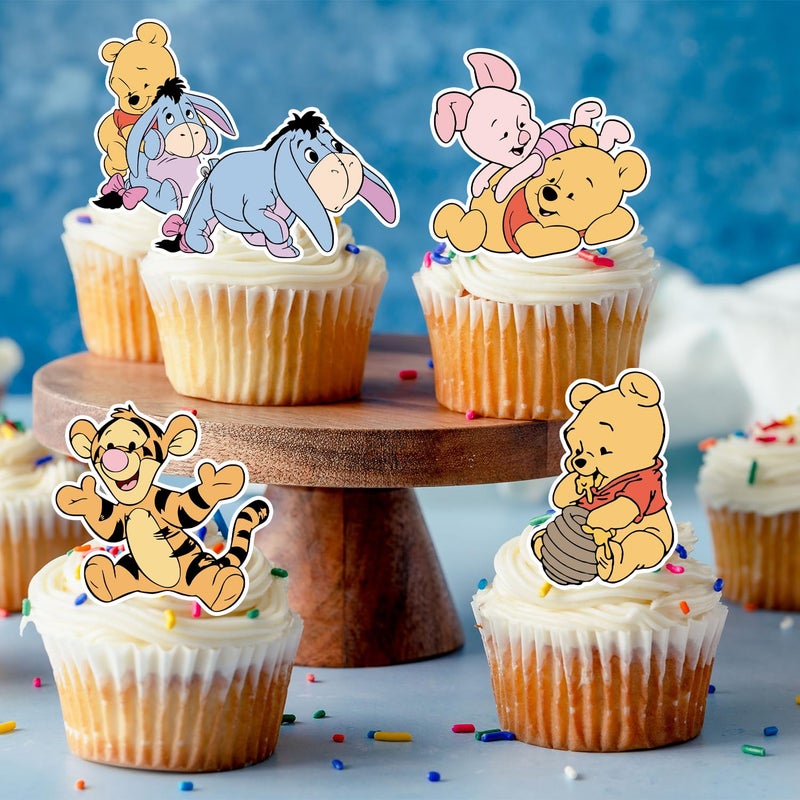 CORODER 48CS Cute Bear Cupcake Toppers For Birthday Party Cupcake Decorations Baby Shower Supplies - Image 4