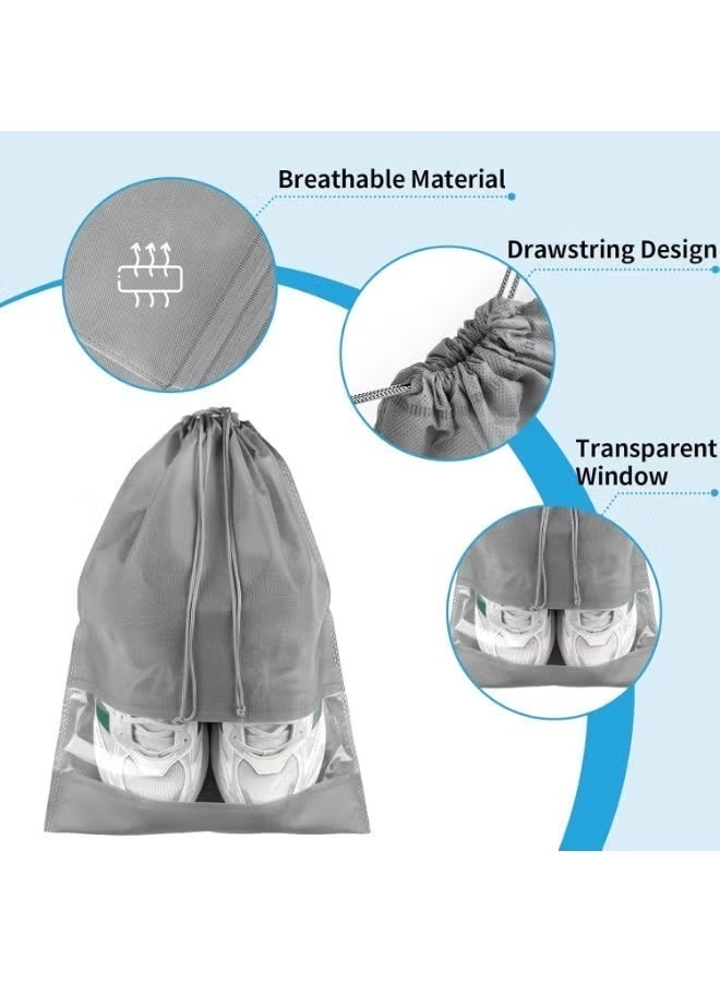 zoba 5-piece set of large, dustproof, and waterproof shoe storage bags with a transparent opening and drawstring closure; foldable bags for protecting and organizing shoes during travel, at home, and other uses - multi-colored - Image 2