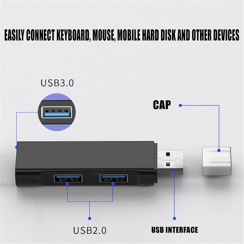 klarako محول USB C متعدد المنافذ HiSpeed 3 منافذ USB 3.0 استقرار عالي موزع متعدد للتوسيع للابتوب، ماك بوك، آيباد، XPS، هواتف (أسود) - Image 2