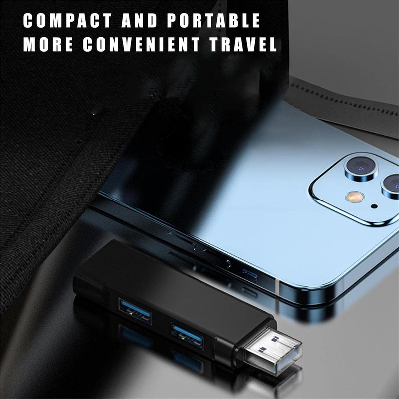 klarako محول USB C متعدد المنافذ HiSpeed 3 منافذ USB 3.0 استقرار عالي موزع متعدد للتوسيع للابتوب، ماك بوك، آيباد، XPS، هواتف (أسود) - Image 3