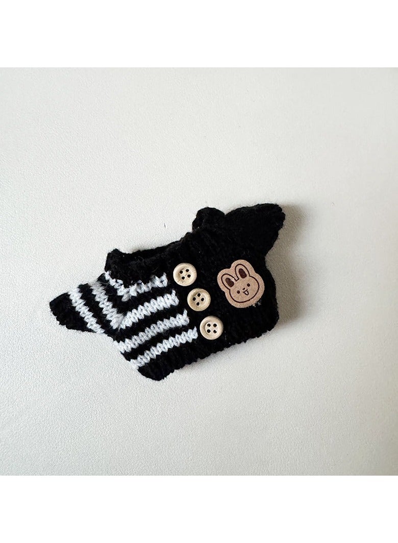 handmade crochet clothing 3-piece Set for lububu doll (without doll) (Applicable to 15-17 cm) | Top + Hat + Exquisite Accessories | Compatible with Have a Seat/Macaron Series (Black) - Image 3