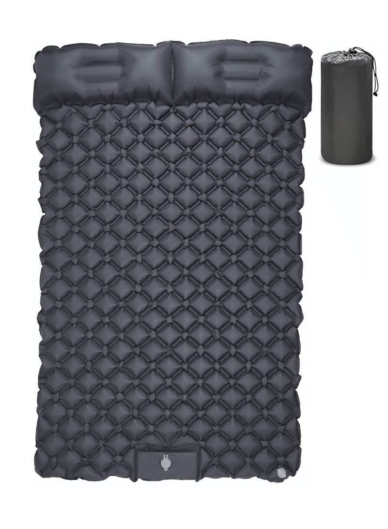 Refuge Sleeping Mat | Double Camping Sleeping Mat | Ultralight Camping Mat | With Pillow | Built-In Foot Pump | Inflatable Sleeping Mat |Camping Bed, Camping Mattress, Camping Mat, Sleeping Pad | Lightweight And Portable | Suitable For Camping | Backpacking | Hiking | Tent Camping - Image 1