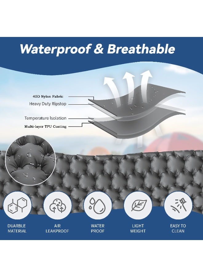 Refuge Sleeping Mat | Double Camping Sleeping Mat | Ultralight Camping Mat | With Pillow | Built-In Foot Pump | Inflatable Sleeping Mat |Camping Bed, Camping Mattress, Camping Mat, Sleeping Pad | Lightweight And Portable | Suitable For Camping | Backpacking | Hiking | Tent Camping - Image 3