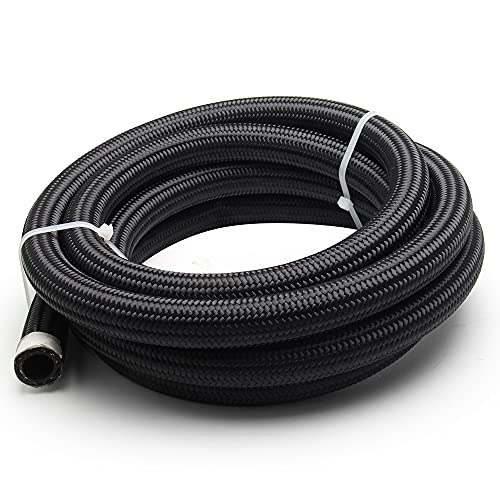 YIUIY 10AN 58 10FT Fuel Line Hose CPE Braided Nylon Stainless Steel for Fuel Diesel Oil Coolant Fluid Transmission Oil Cooler Line Coolant Hose Black - Image 1
