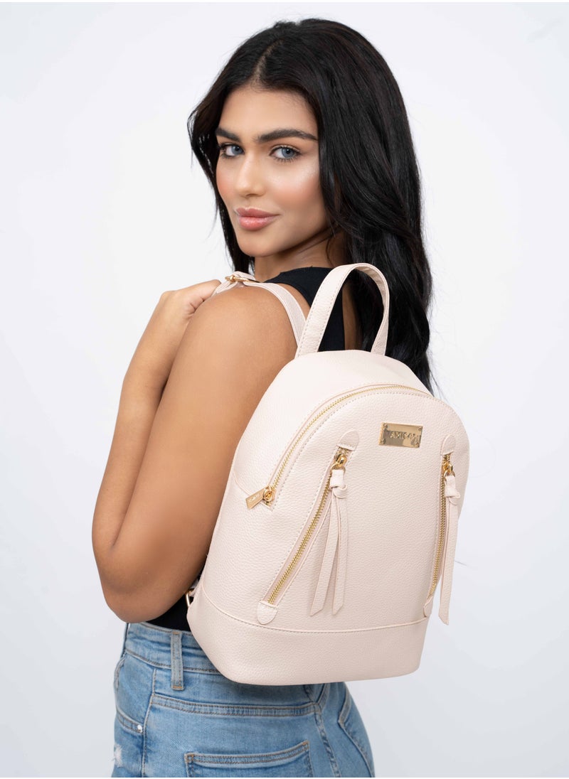 AMICA - Marta Chic Boho Backpack Bag for Women -Nude Pink - Image 1