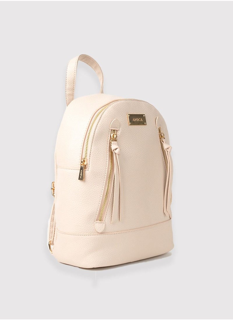AMICA - Marta Chic Boho Backpack Bag for Women -Nude Pink - Image 1