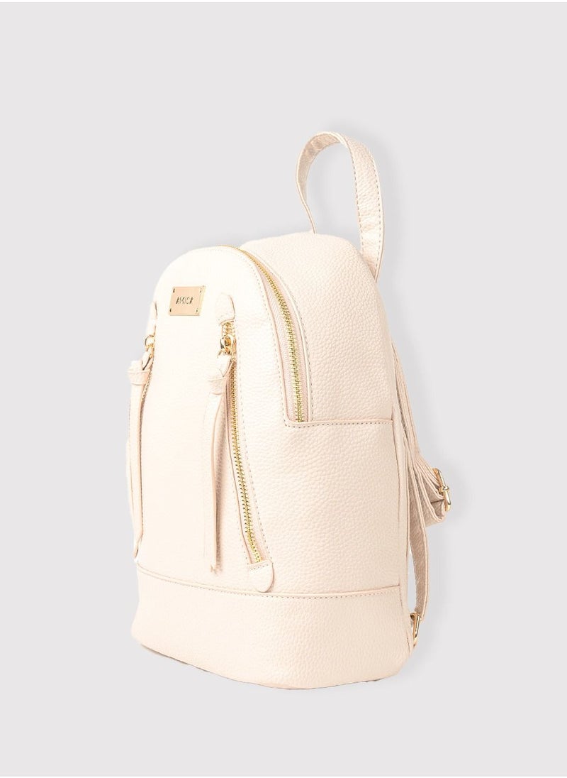AMICA - Marta Chic Boho Backpack Bag for Women -Nude Pink - Image 1