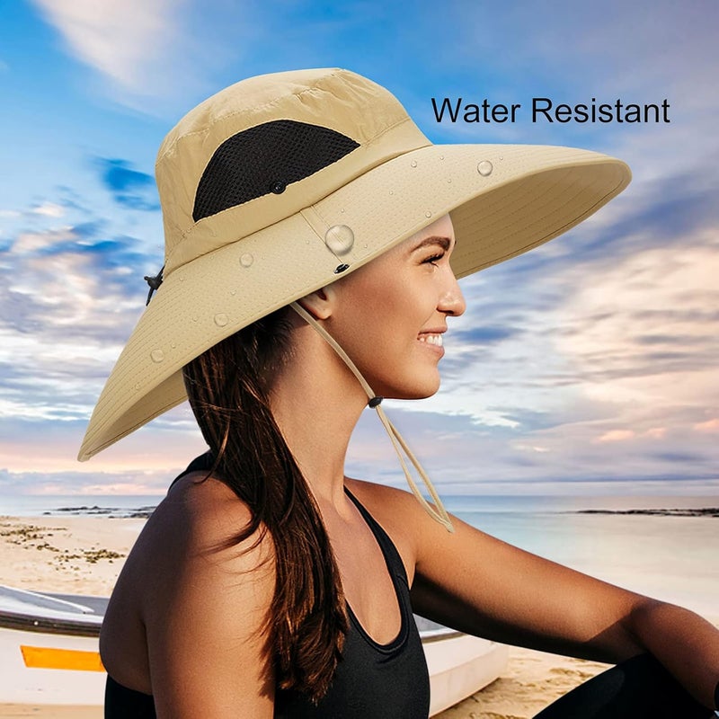 Leotruny Women Super Wide Brim Sun Hat UPF50+ Waterproof Bucket Hat for Fishing, Hiking, Camping - Image 3