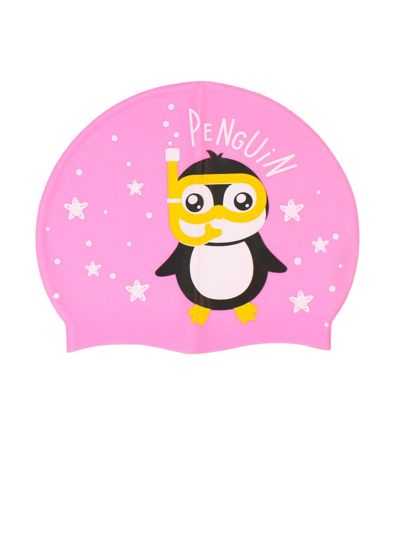 QUTOOB Silicone Swimming Cap for Kids, Girls Boys and Teens, Protecting Ears and Hair from Chlorine, Bacteria, Sand in the Water Odorless and Skin Friendly, Cute Penguin Shape Design Waterproof Swim Cap  - Image 5