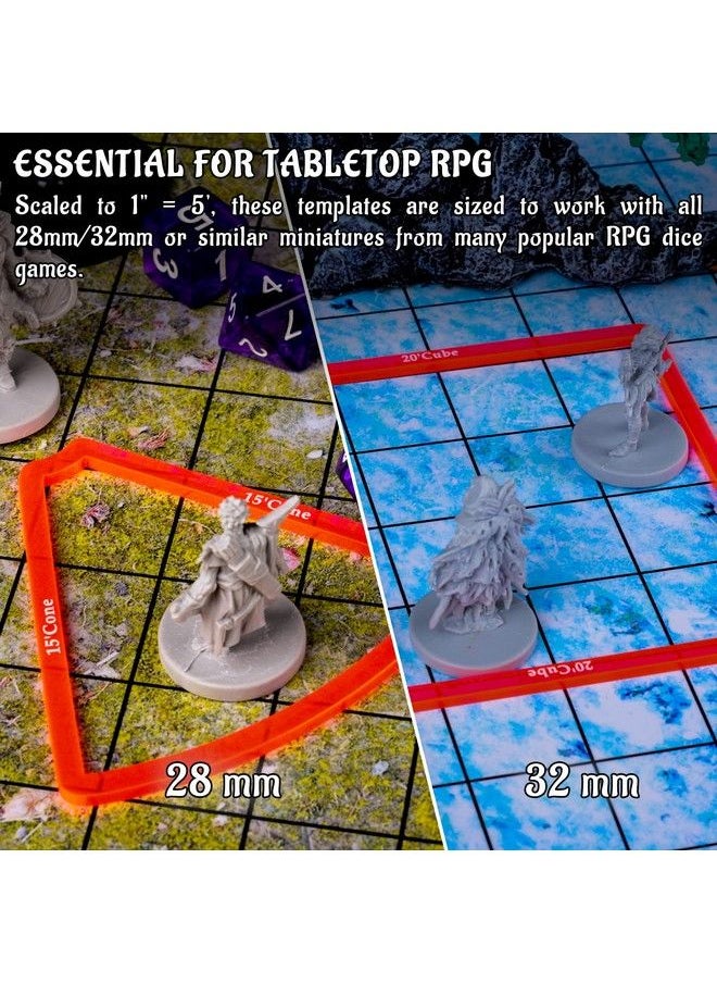 CZYY - Area Of Effect Spell Templates Set Of 15 (Included Cube Cone Circle And Line) Acrylic Aoe Damage Marker Tabtop Rpg Gaming Accessories For Dungeons And Dragons Pathfinder D&D - Image 1