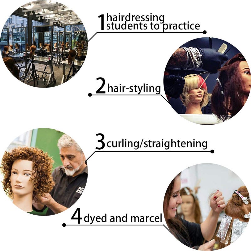 Morris Mannequin Head 100% Real Hair Hairdresser Cosmetology Mannequin Manikin Head Training Practice Head Hairstyle Practice Doll Real Hair Mannequin Heads and Free Clamp Holder 16 inch - Image 2