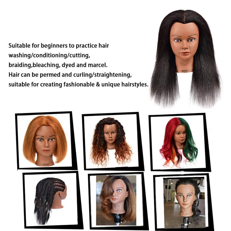 Morris Mannequin Head 100% Real Hair Hairdresser Cosmetology Mannequin Manikin Head Training Practice Head Hairstyle Practice Doll Real Hair Mannequin Heads and Free Clamp Holder 16 inch - Image 5
