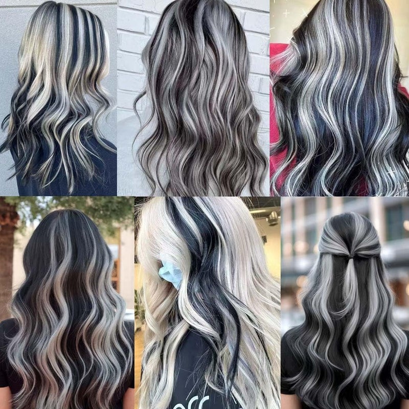 RINBOOOL Black Hair Extensions Clip in for Kids Girls, 10 Pieces 22 Inch Long Straight Colored Streak Synthetic Accessories Hairpiece Clip ins, Play Party Highlights - Image 4