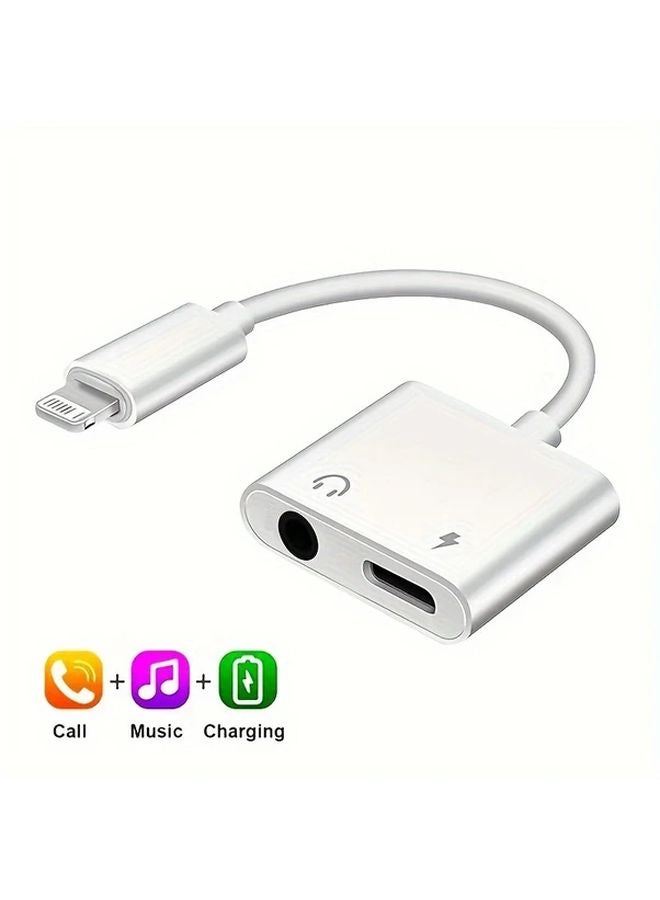 1Pack iPhone 2 In 1 Lightning Adapter Splitter Aux Audio Charging Cable For iPhone iPad - Image 4