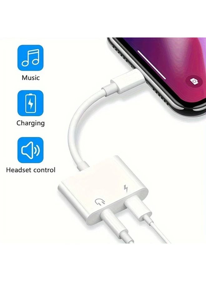 1Pack iPhone 2 In 1 Lightning Adapter Splitter Aux Audio Charging Cable For iPhone iPad - Image 5