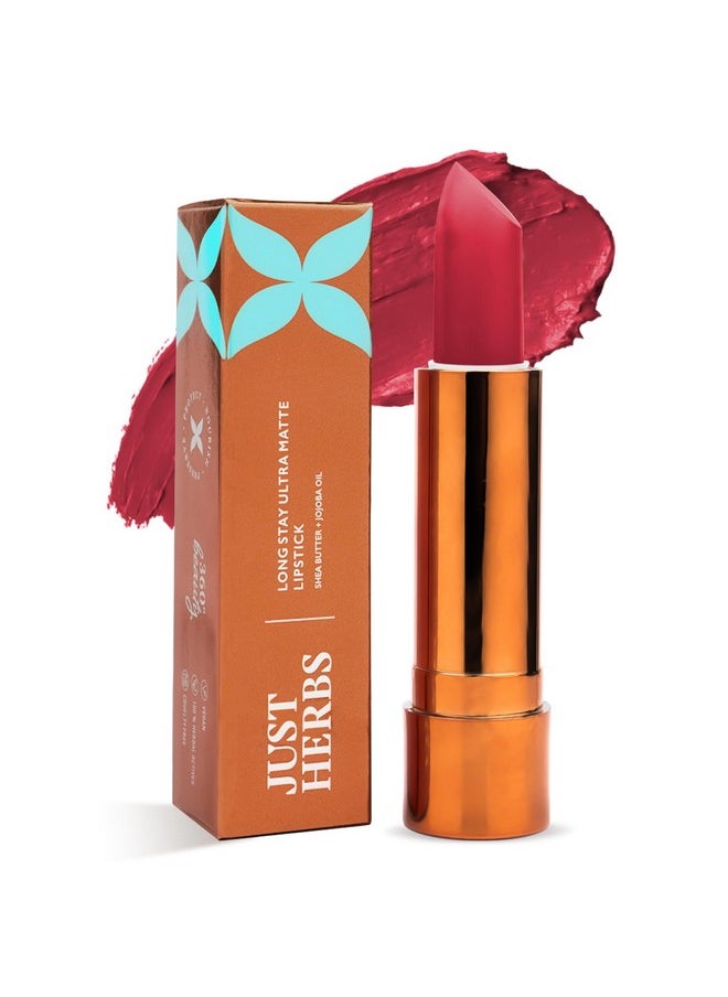 Just Herbs Ultra Matte Bullet Lipstick Nourishing Non Drying And Long Stay Lipsticks For Women 4 G (Dreamy Rose)  - Image 1