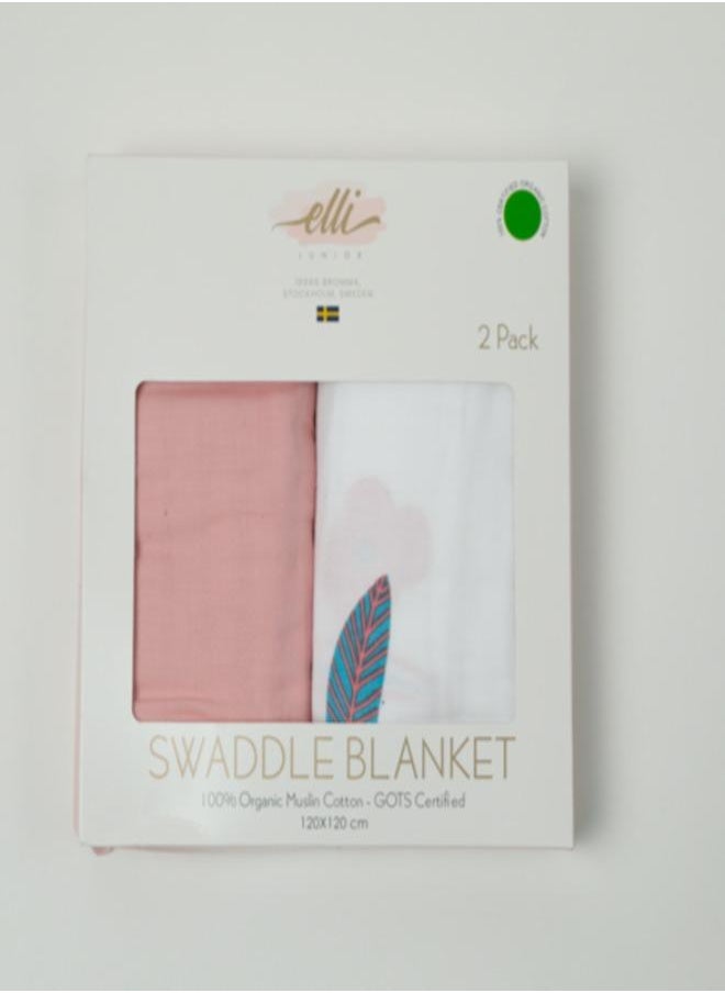 Elli Junior - Set Of 2, 100% Organic Cotton Blankets (Milestone/Pink) - Image 1