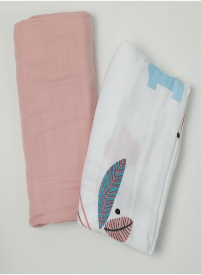 Elli Junior - Set Of 2, 100% Organic Cotton Blankets (Milestone/Pink) - Image 1