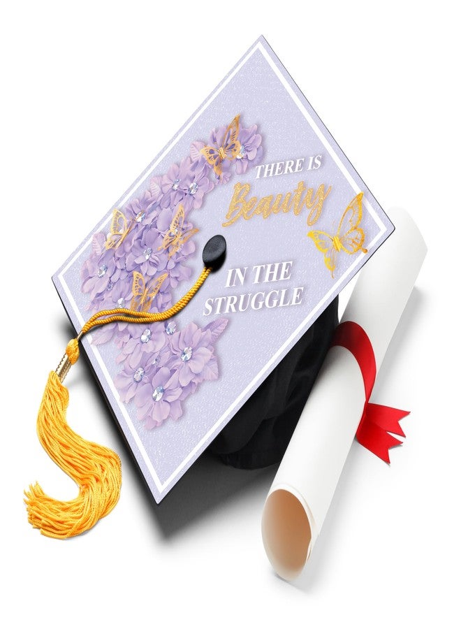 ADVANSYNC There is Beauty in The Struggle Graduation Cap Topper Black - Image 1