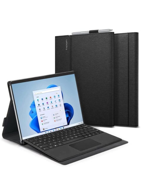 Stand Folio for Microsoft Surface Pro 11 / Surface Pro 10 Case / Surface Pro 9 / Surface Pro 8 Case Cover with Pen Holder - Black