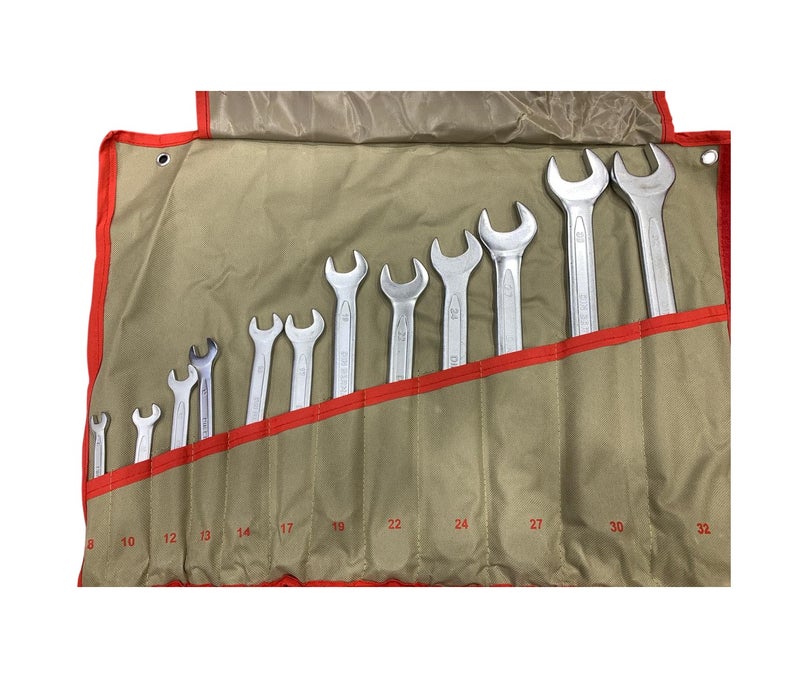 MT Combination Wrench Set Chrome Serrated 12 Pieces 8–32mm