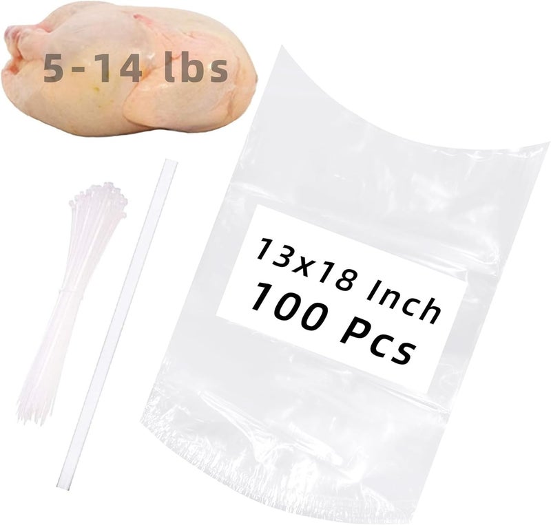 Morepack Poultry Shrink Bags,100 Pcs 13x18 Chicken Bags Heat Shrink Poultry Bag for Freezer - Image 1