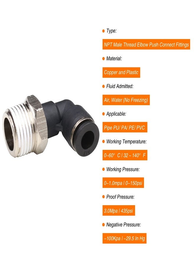 CEKER 1/2 Elbow Male Airlines Push Fittings 90 Degree Push to Connect Fittings Air Fittings, PL 1/2 Tubing Od x 1/2" Npt Thread Pneumatic Push In Connectors Quick Connect Tube Fittings 2Packs - Image 4