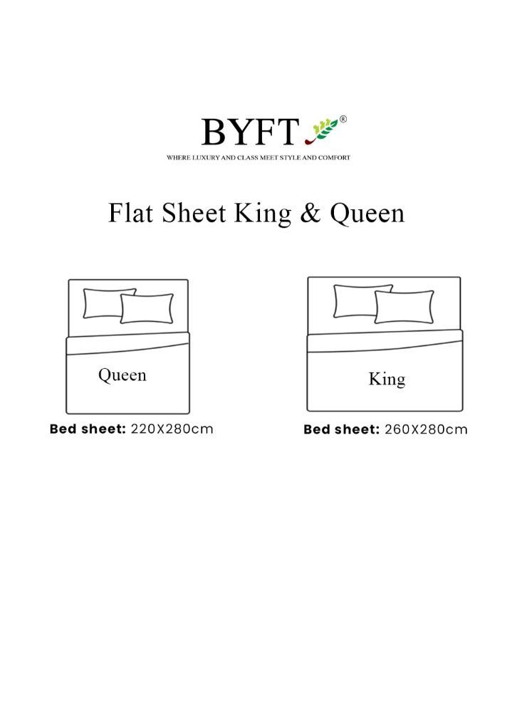 BYFT Tulip (Sea Green) King Size Flat Sheet with 1 cm Satin Stripe (260 x 280 Cm-Set of 1 Pc) 100% Cotton, Soft and Luxurious Hotel Quality Bed linen-300 TC  - Image 5