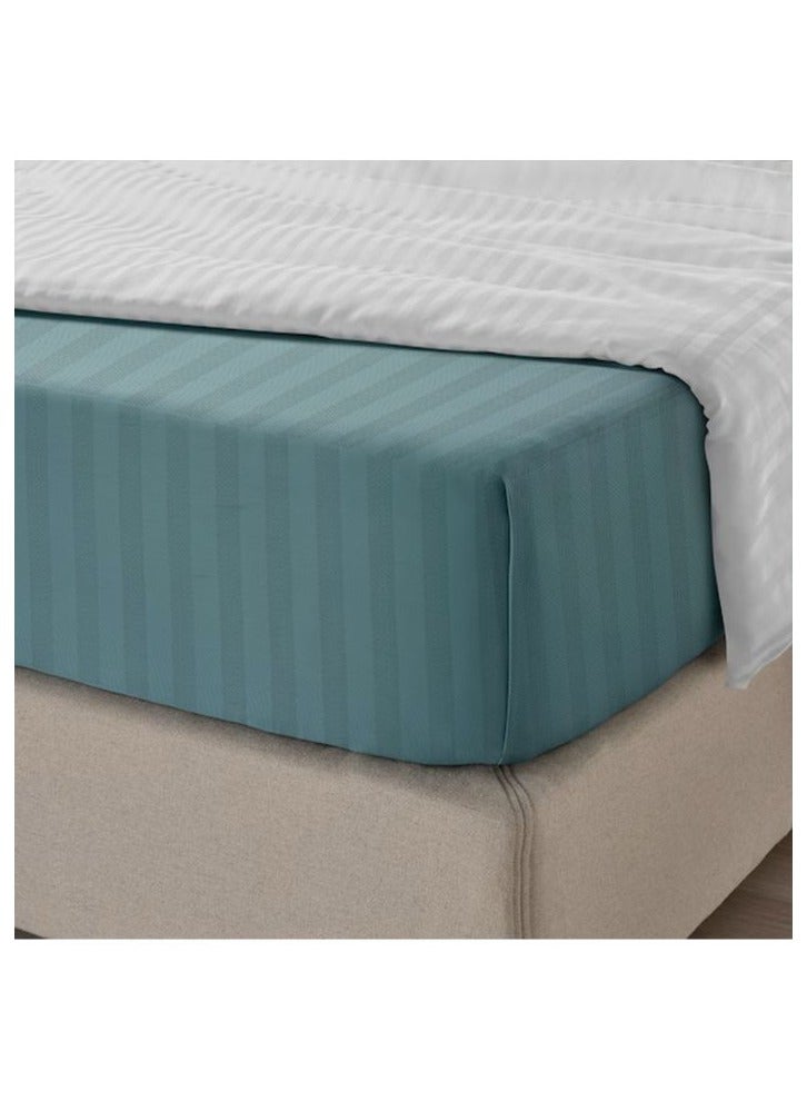 BYFT Tulip (Sea Green) King Size Flat Sheet with 1 cm Satin Stripe (260 x 280 Cm-Set of 1 Pc) 100% Cotton, Soft and Luxurious Hotel Quality Bed linen-300 TC  - Image 4
