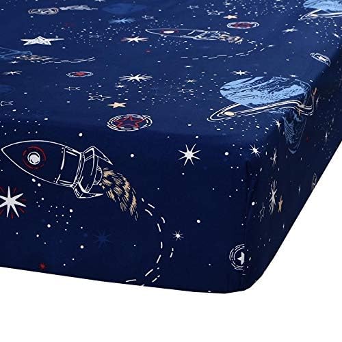 MAG 4 Pcs Bedding Set Space Sheets Galaxy Sheets Planets Stars Rockets Queen Sheet Set for Kids Teens and Space-Lovers  Super Soft Microfiber  Queen Size - Image 3