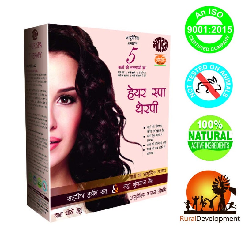 Meghdoot Ayurvedic Satreetha Sat with Maha Bringraj Oil For Hair Spa Therapy for Hair Growth Healthy scalp Hair Fall Control Hair Loss Control Promotes Strength and Nourishment 500ml Pack of 1 - Image 3