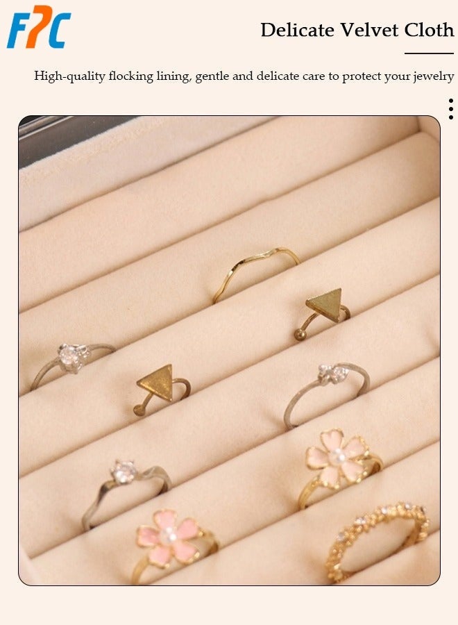 أف بي سي صندوق المجوهرات الاكريليك ، منظم المجوهرات الواضحة ، مع 4 درجات و 2 حامل أقراط ، حالة عرض المجوهرات المخملية المقاومة للغبار ، تخزين حلقات قلادة السوار ، تخزين المجوهرات وعرض الهدية - Image 4