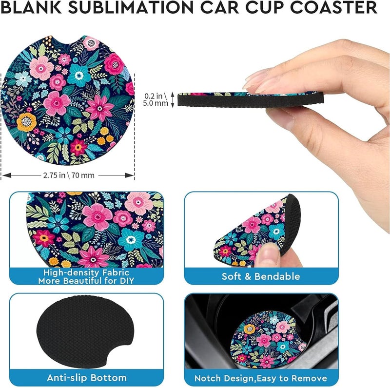 Ldntly Car Coasters for Cup Holders,2 Pack Floral Car Coasters,2.75" Universal Size Anti Slip Rubber Mat,Automotive Cup Holder Decal Decor Accessories,Rubber Car Cup Mat for Women,Men,Mom - Image 4